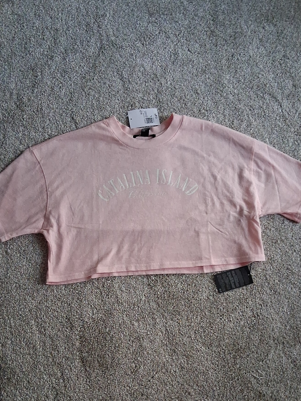 Forever 21 Catalina Island Boxy Cropped Tee Pink Short Sleeve Top